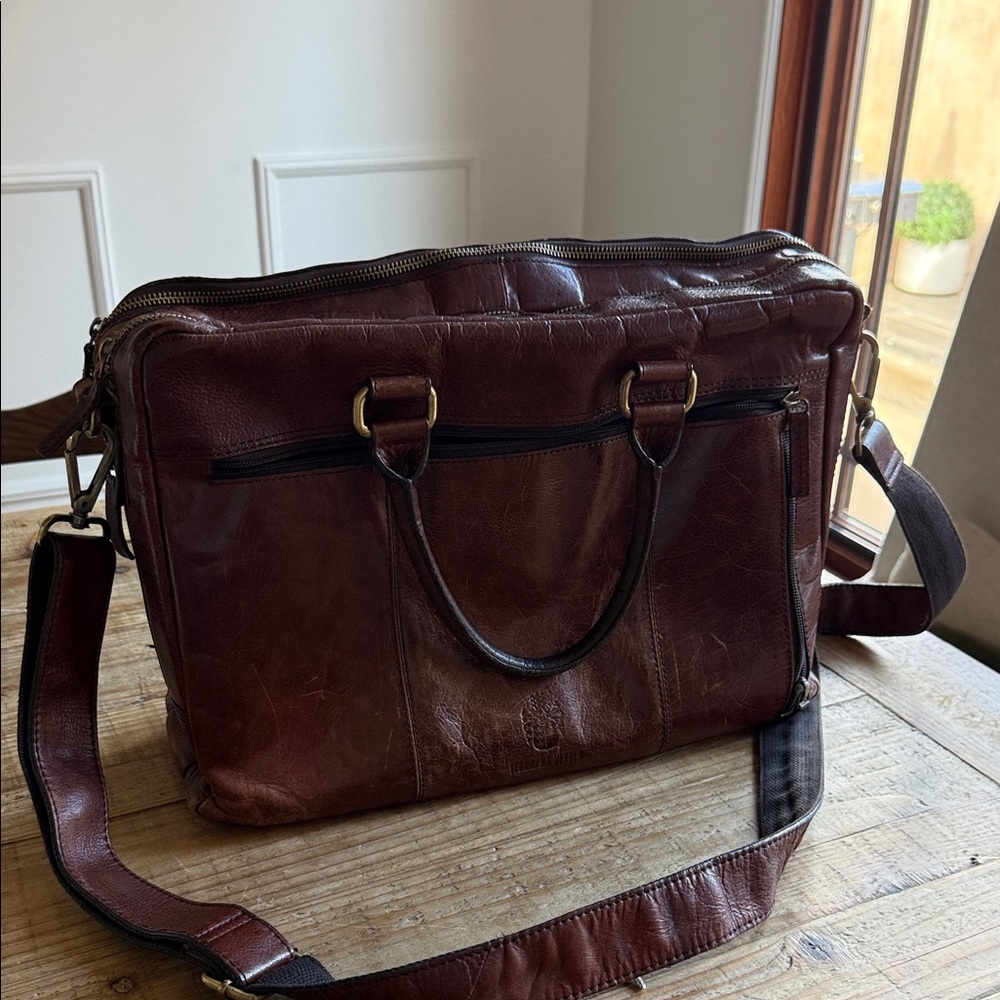 Leather Messenger Laptop Bag